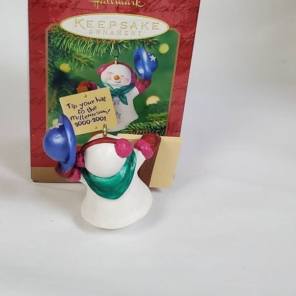 2000 Hallmark Keepsake Ornament “Tip Your Hat to the Millennium” Snowman w/ Box - Picture 3 of 6